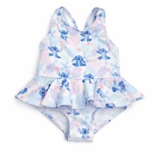 Disney Baby Stitch One-Piece Swimsuit | Ruffle Skirt | Size 9M  NWT